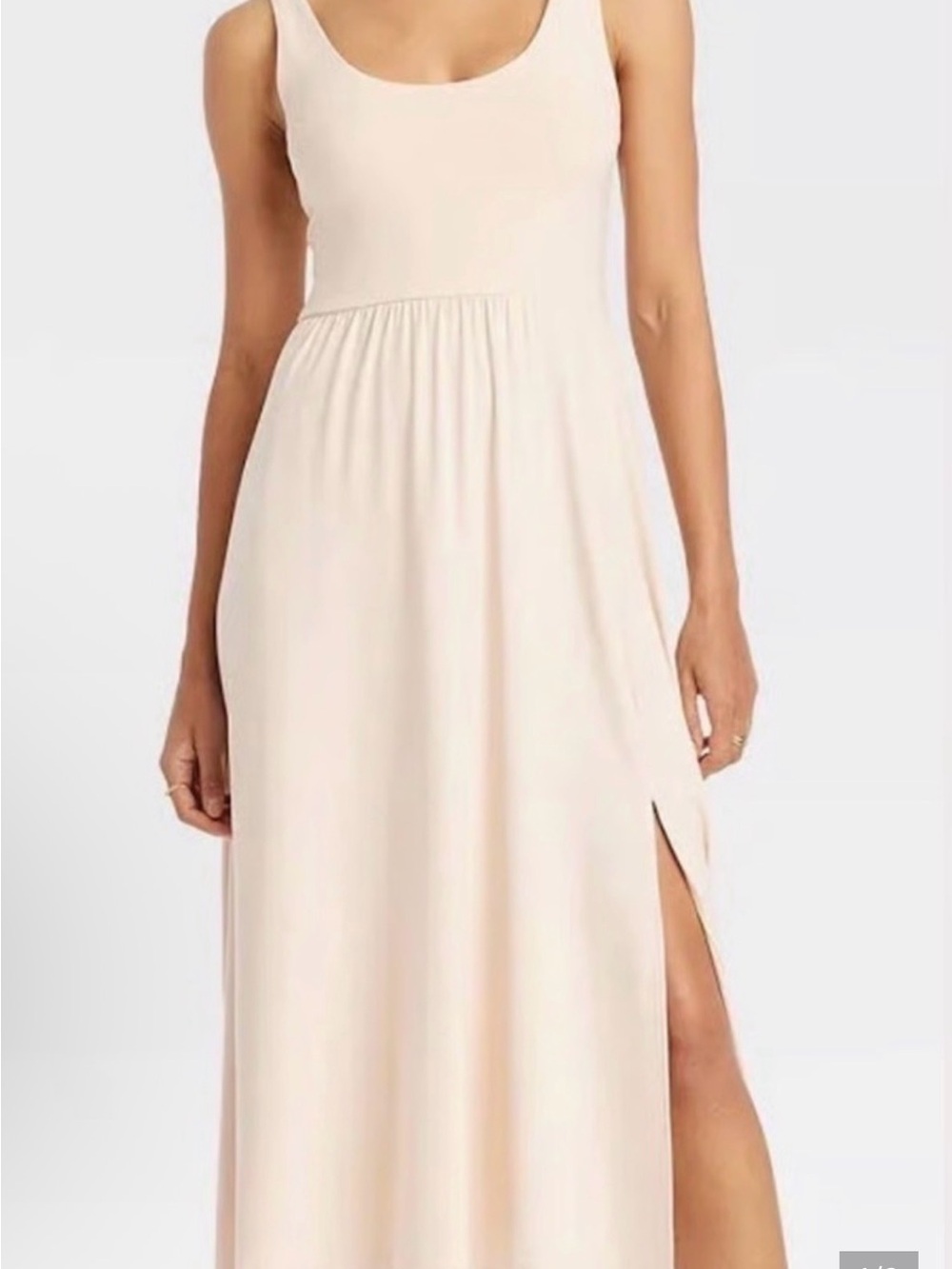 a new day Cream Scoop Neck Maxi Dress with Side Slit